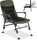Goplus Oversized Foldable Fishing Chair for Adults Heavy Duty All-Terrain Camping Chair with Padded High-Back Armrest Adjustable Feet Portable Recliner for Outdoor Patio Beach Garden