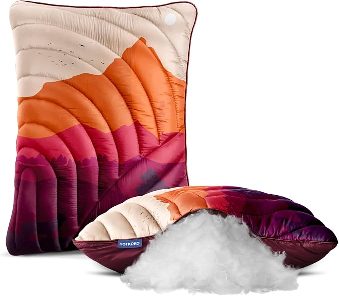 Camping PillowSupportive Compressible Travel Pillow Middle Size Lightweight Camp Pillow with Storage Bag for CampingHikingBackpackingAirplane