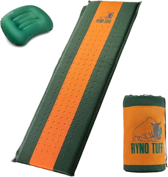 Camping Sleeping Pads and Camping Pillow Set - Ultralight Sleeping Pad for Camping Backpacking Pad and Hiking Sleeping Pad- Ultralight and Packable Floor Sleeping Mat and Pillow Set