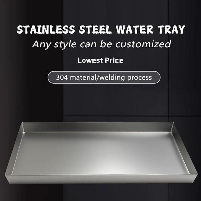 304 Stainless Steel Leak-Proof AC Drain Pan - 0.8mm Thick Outdoor Unit Tray Mini Fridge Saucer Plant Water Bowl 90x40cm (36x16in) for Pets and Gardens