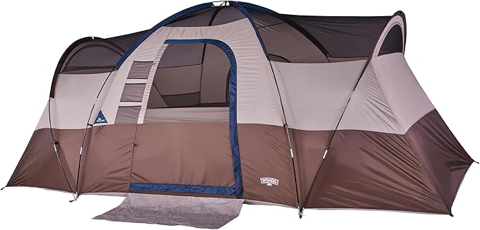 Wenzel Klondike 8 Person Water Resistant Tent with Convertible Screen Room for Family Camping