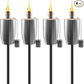 Matney Stainless Steel Outdoor Torches - Decorative Garden &amp Yard Lights - 5 ft Oil Lamp for Citronella - Fiberglass Wick &amp Snuffer Cap - Set of 4 (Cylinder)