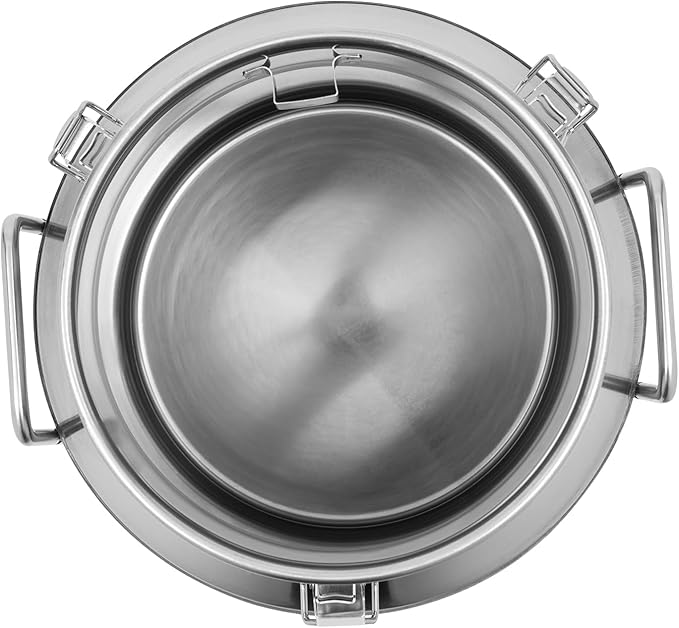 Stainless Steel Milk Can 12L/3.17Gal Metal Airtight Canister Food Storage Container with Lid &amp Clamps Bean Rice Cereal Storage Bucket for Kitchen Restaurant W12.6*H11.8in