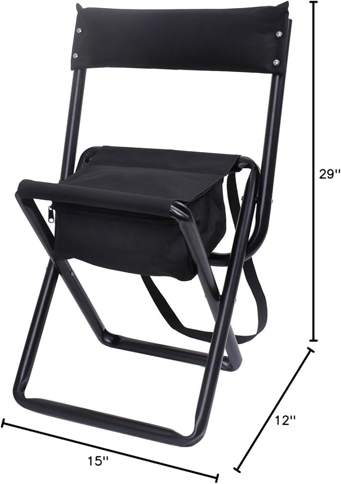 Rothco Deluxe Folding Stool with Back &amp Pouch - Portable Seating for Outdoor Adventures