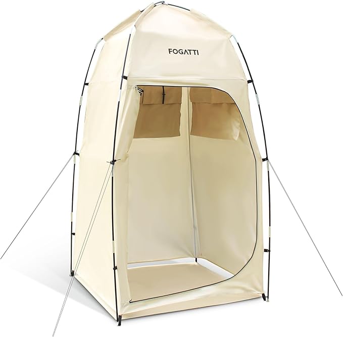 FOGATTI Portable Camping Shower Tent with Floor 6.9 FT Extra Tall Shelter with 3 Internal Pockets and Carry Bag Outdoor Privacy Tent for Shower Changing Dressing Wind-Proof Oversize Easy Set Up