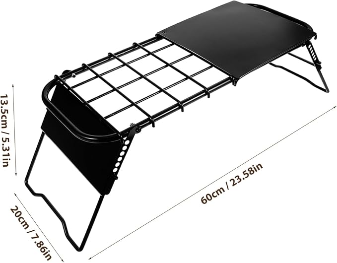 Hemoton Portable Folding Camping Table Metal Grill Table Outdoor Picnic for Patio BBQ Folding Camping Furniture