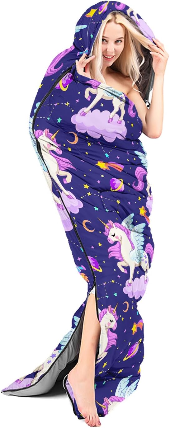 AILONEN Cartoon Camping Sleeping Bag for Boys Girls AdultsLightweight &amp Waterproof3 Season Warm &amp Cold WeatherPortablePrinted Sleeping BagTravelingCampingHiking