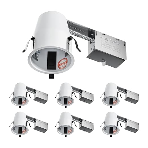 6 Pack 4 Inch Recessed Lighting Housing RemodelCan Light HousingIC Rated &amp Air TightE26 ConnectorETL Listed