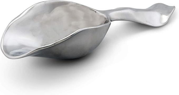 Arthur Court Modern Carmel Pattern Metal Handle Bar Ice Scoop Dry Bin Scoop Dry Goods Scoop Candy Scoop Spice Scoop Sand Casted and Hand Polished Aluminum 8 inch Long