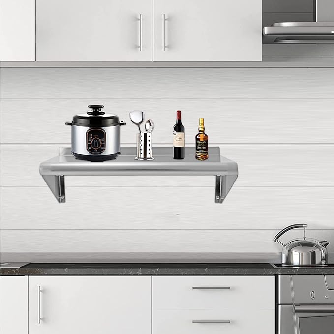 12''x24'' - 2PACKS Wall Mounted Stainless Steel Shelf NSF Commercial Metal Wall Mount Floating Shelving for Kitchen Restaurant Food TruckGarageHome&ampHotel
