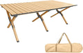 Folding Camping Table Roll-Up Folding Table with Carry Bag Portable Aluminum Picnic Table Low Height Beach Table for Outdoor Use Travel BBQ &amp Hiking Easy Assembly (Natural)