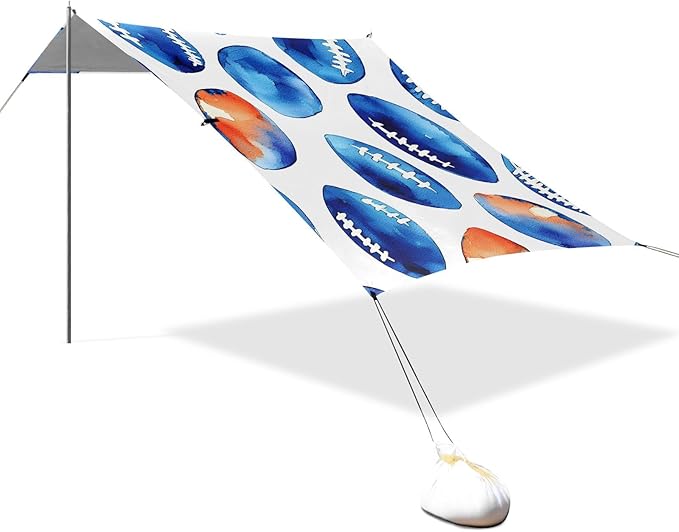 Rugby Tile Blue Pattern Camping Sun Shelter Beach Tent Portable Beach Sun Shade Outdoor Canopy for Camping Trips Fishing Picnic
