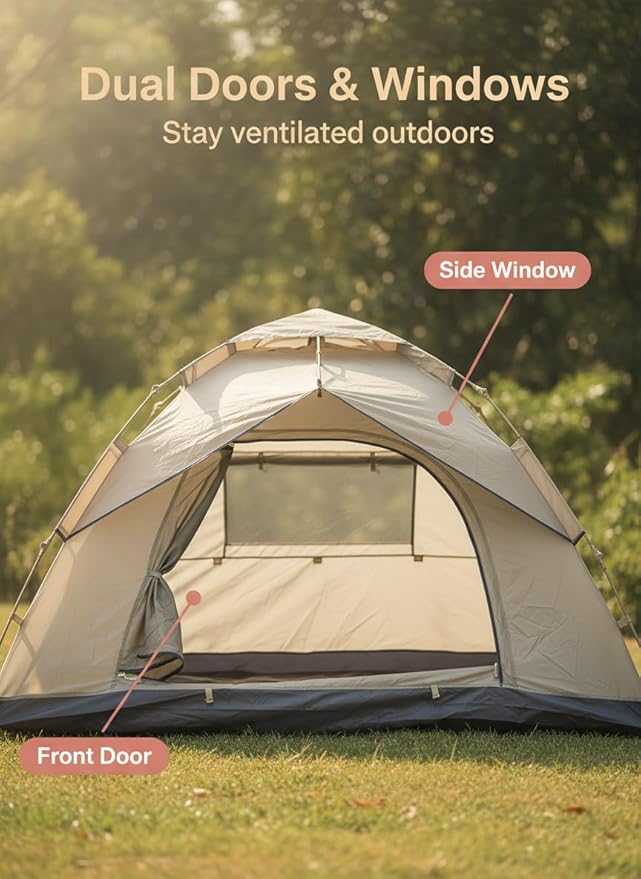 2-4 Tent Camping Tent with rain Protection Device Waterproof Camping Tent Easy to Build Portable Family Tent with Windows.