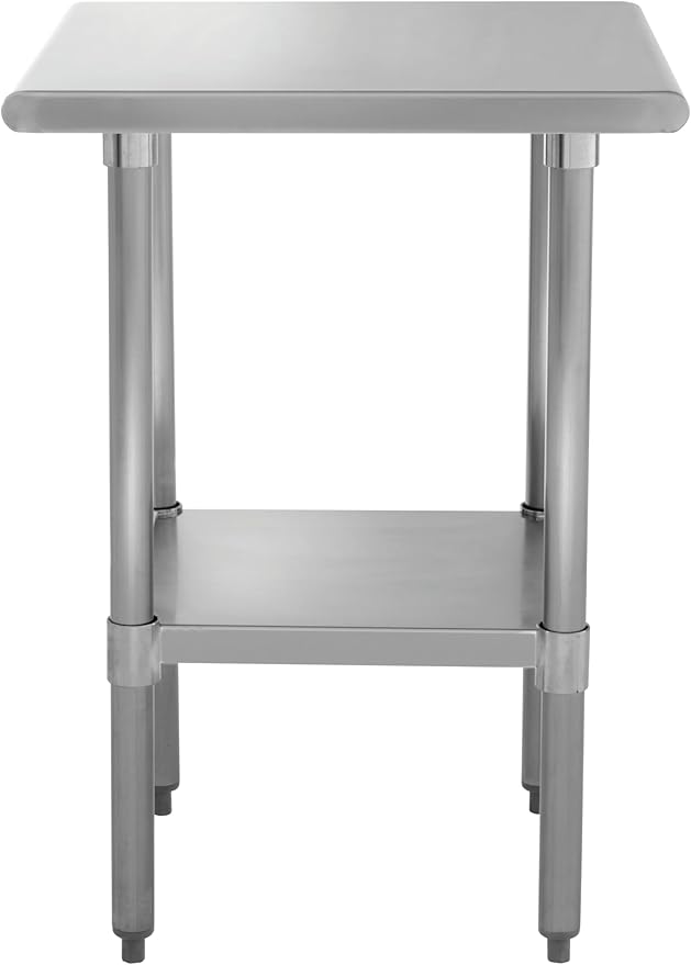 Kratos Stainless Steel Kitchen Prep Table 24 Dx24 W with Undershelf NSF Worktable for Restaurants - 18ga/430SS (28W-062)
