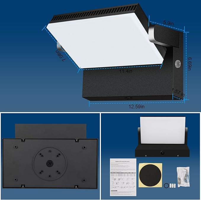ledmo 150W LED Wall Pack Light Outdoor Dusk to Dawn LED Wall Pack Light Freely DIY Rotatable Modern 5000K Waterproof Black Security Floodlight Fixture for Shop House Area Barn4 Pack