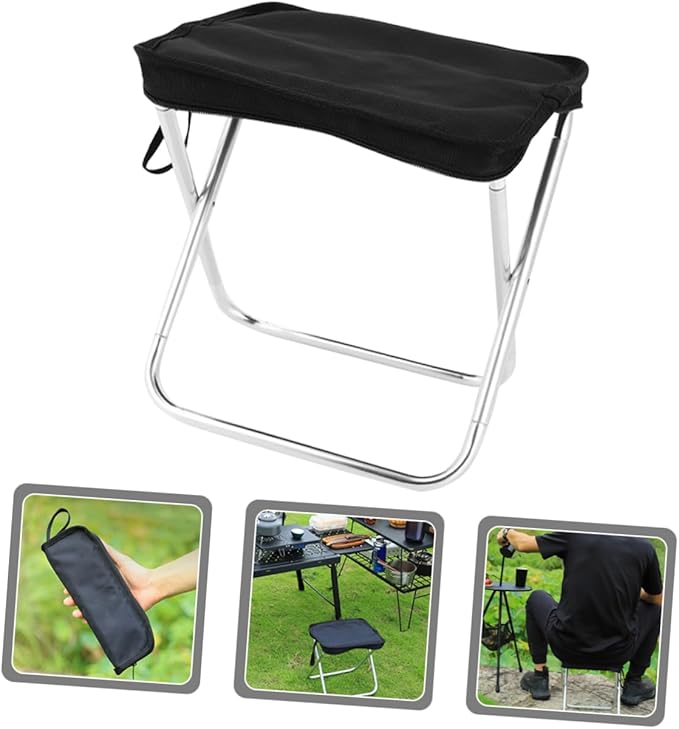 Folding Stool for Camping Portable Outdoor Bench Padded Seat Light Weight and Compact for Traveling