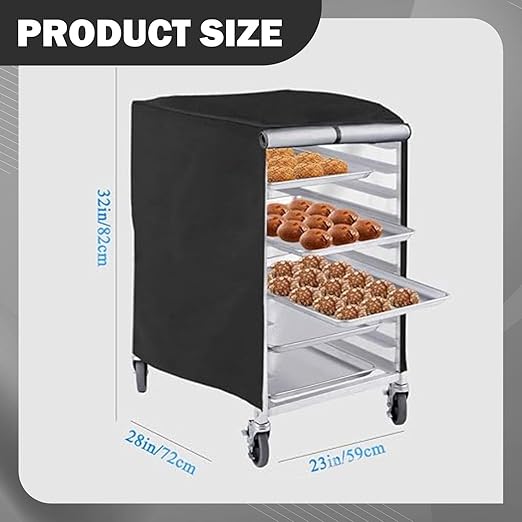 Bun Pan Rack Cover High Density Lightweight Dustproof Oxford Cloth Cover for Bakery Rack Commercial and Home Use Easy to Clean- 420D 59x72x82cm