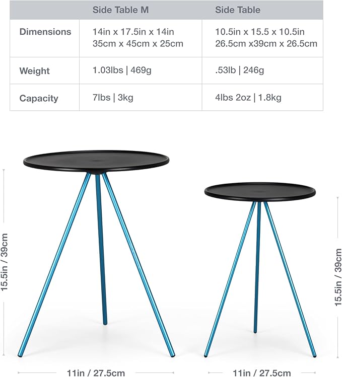 Helinox Packable Side Table for Camping Backpacking Picnics and The Beach Small - 10.5 Inch Black