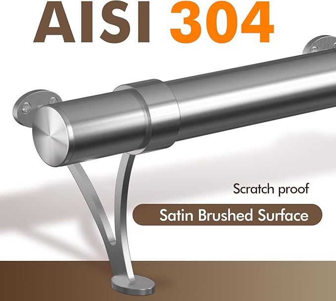 Bar Foot Rail Kit 4ft 304 Stainless Steel Satin Finish 2 O.D Tubing with Bracket Hardware Undercounter Foot Railing for Home Kitchen Restaurant Bar Counter