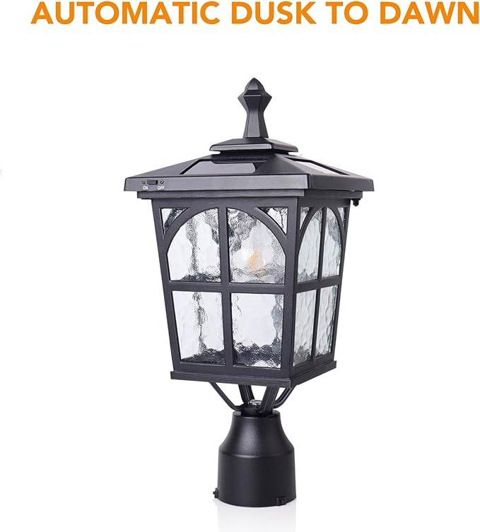 Solar Lamp Post Light Outdoor Dusk to Dawn Waterproof 3-inch Aluminum Post Lights WG4335SQ-A Warm White LED for Yard Garden Gates Walkway Path Decoration