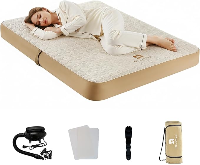 Queen Air Mattress with Hand Pump Inflatable Camping Bed Fast Inflation Portable Blow Up Mattress for Home Travel Guests Hiking Picnic Supports up to 1000 lbs