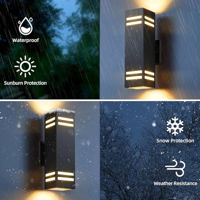 SHIMR Smart Outdoor Lights RGBCW Color Changing Outdoor Lights Modern Exterior Lighting Fixture Aluminum with Remote Control Black Up and Down Lighting for House Compatible with Alexa [ETL Listed]