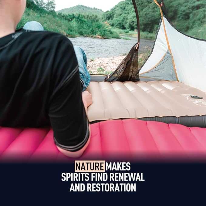 ZOOOBELIVES 3D Wrapping Inflatable Camping Sleeping Pad with Built-in Pump Extra Thick and Wide Ultimate Comfortable Compact Camp Air Mat for Tent Car Traveling and Backpacking - Airlive2000X