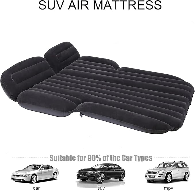Inflatable SUV Air MattressThickened Flocking Inflatable Car Camping Travel Air Mattress with 2 Pillows &amp Air PumpPortable Car Sleeping Bed for SUV|MPV|Minivan