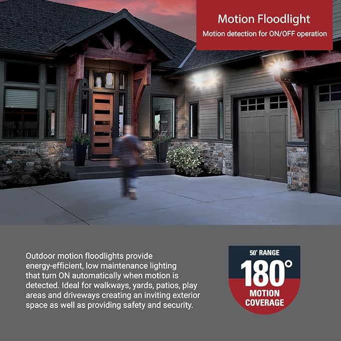 HALO Outdoor LED Flood &amp Security Light - Motion Activated Dusk to Dawn 2372 Lumens Bronze (ESF2A4MB)