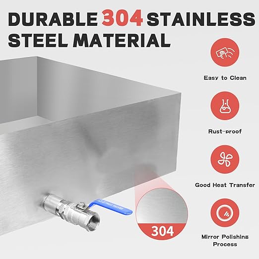 Maple Syrup Evaporator Pan 22.44Gal 304 Stainless Steel Maple Syrup Evaporator 36 x 24 x 6 Inch Feed Pan for Boiling Maple Syrup for Home and Outdoor Use