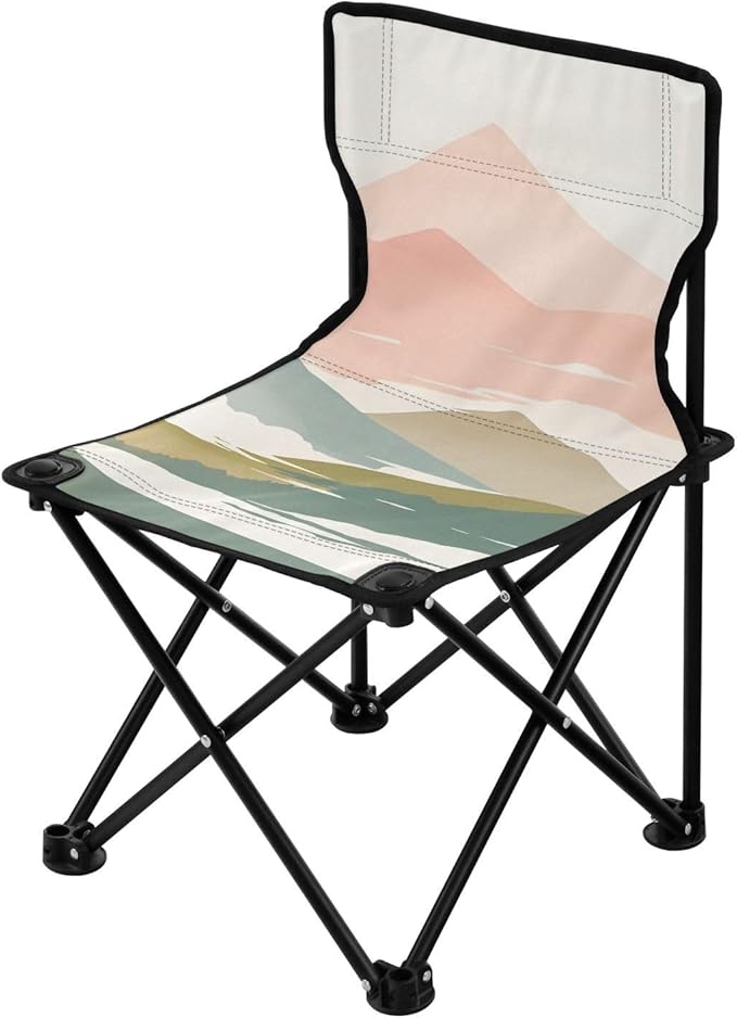Mountains in Fog Portable Camping Chairs Folding Chair - Durable Oxford Fabric Lightweight Iron Frame Easy Fold Design - Ideal for Outdoor Activities Camping Fishing and Travel