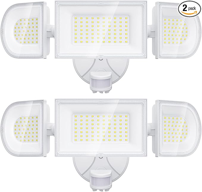 iMaihom 150W Motion Sensor Light Outdoor 15000LM 6500K LED Security Floodlights 3 Adjustable Head Motion Detection Light IP65 Waterproof for Yard Garage White 2pack