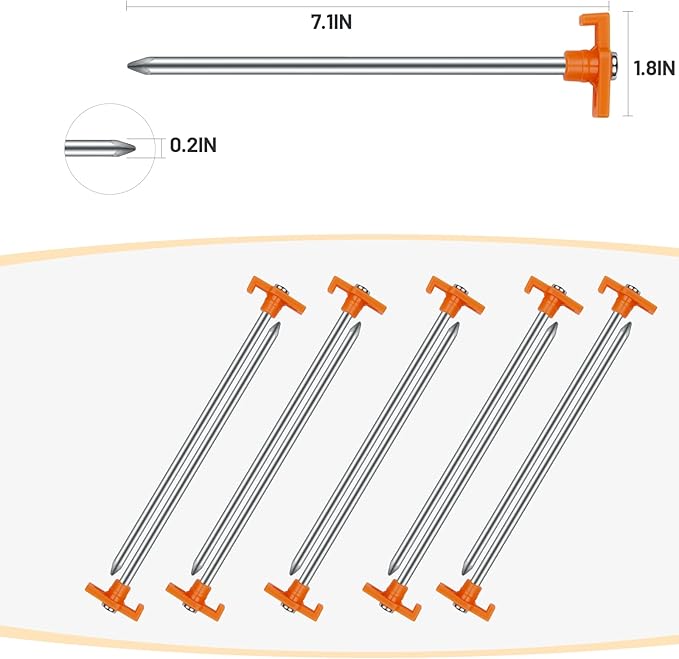 20 Pcs Tent Stakes with Camping HammersAvoforest 7.1 Inch Non-Rust Metal Tent Pegs + Portable Tent Stakes Hammers Ground Stakes and Tent Accessories Camping with Storage BagGardenHiking