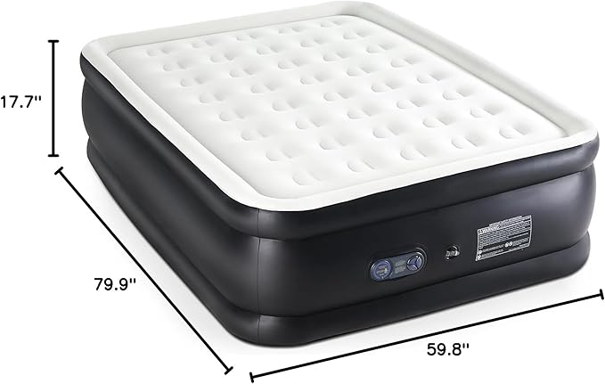 18 Inflatable Air Mattress with Built-in Pump Double Height Non-Slip 660lb Capacity - Queen Size