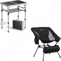 Anbte Folding Camping Table with Storage Net &amp Extra Height &amp Width Portable Camping Chair 400LBS Capacity Compact Folding Chair