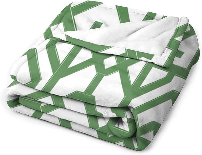 ArogGeld Imperial Trellis Geometric Green Warm Flannel Blankets Sage Green Geometric Stripes Luxury Plush Blanket for Gifts and Home Decoration 50x60in Christmas Housewarming Gift to Mom Dad