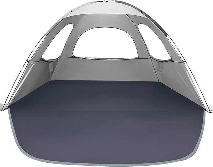WhiteFang Beach Tent Anti-UV Portable Sun Shade Shelter for 3/4/6/8 Person Extendable Floor with 3 Ventilating Mesh Windows Plus Carrying Bag Stakes and Guy Lines
