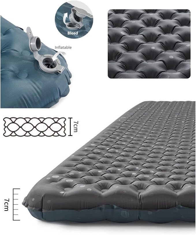 Naturehike Camping Mattress R-Value 5.8/3.5 Camp Bed Adults Camp Cot Folding Beds Sleeping Mat Pad Single Adults Foldable 0.88LB/500G Light Hiking[SGS Certified] (R3.5/Black/Rectangular/196*64*7CM)