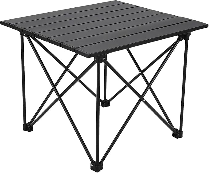 Camping Table 27” Aluminum Roll-Top Folding Table Lightweight &amp Heavy-Duty Outdoor Table with Carry Bag Easy Setup for Camping BBQ &amp Picnic