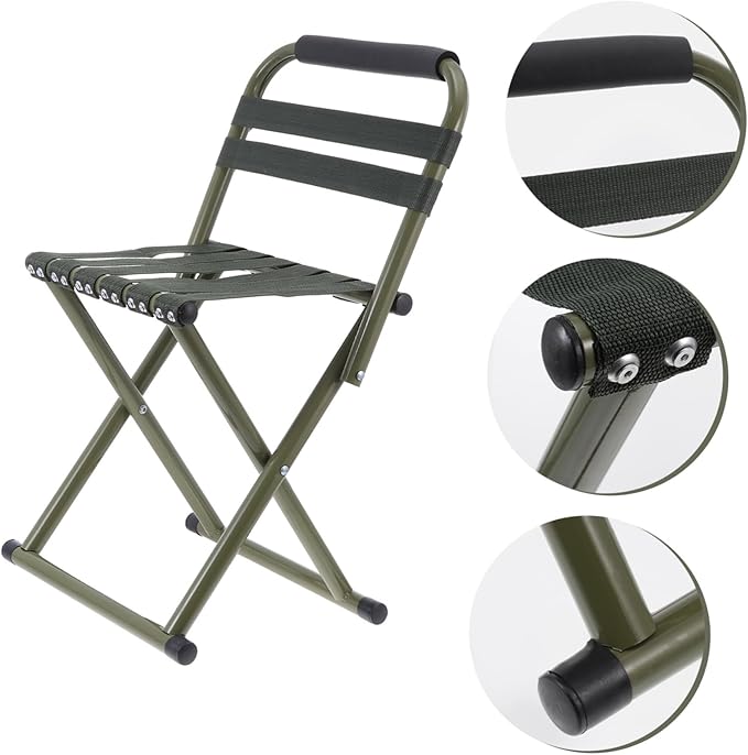 Totority 1pc Outdoor Portable Folding Chair Backrest Lightweight Camping Stool for Fishing and Picnics and Compact Design Green Easy to Carry