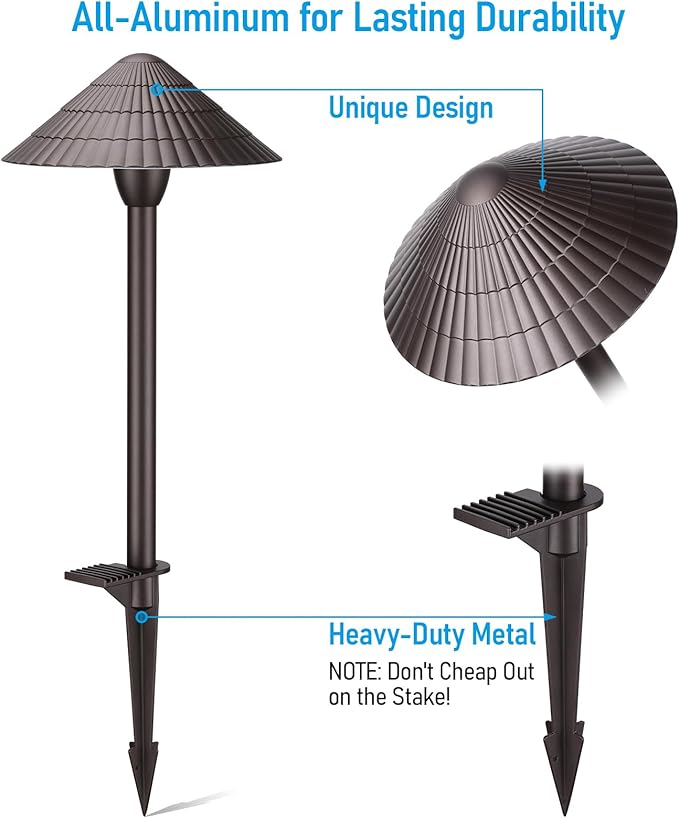LEONLITE 12-Pack 5CCT LED Low Voltage Landscape Lights 3W Cast-Aluminum 12-24V Pathway Lights 1800K-5000K IP65 Path Lights ETL Listed Landscape Lighting Wired for Yard Lawn Oil Rubbed Bronze