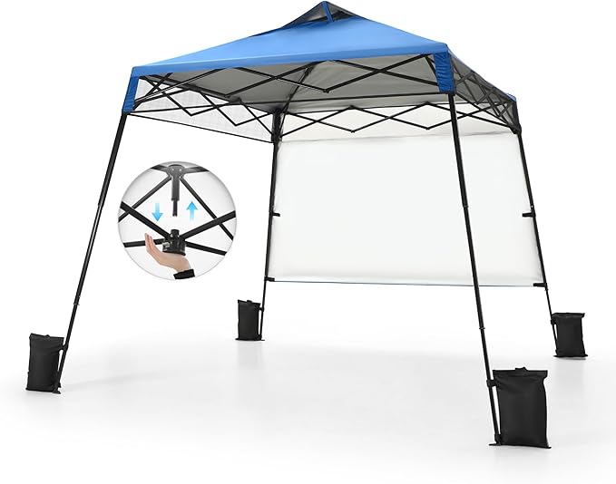 MFSTUDIO 8x8 Pop up Canopy Tent Gazebo Shelter Sun Shade Canopies Patio Portable Popup Tents Easy Setup Waterproof with 6x6ft Top1 Sidewall for BeachPartiesPicnics