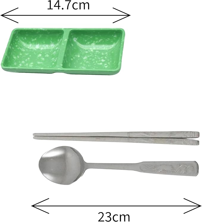 Retro Korean Tteokbokki Plate Set 6 Melamine Pieces Spoon Chopsticks 2 Ramen Bowls 2 Square Plates 3 Compartment Plate Sauce Dish