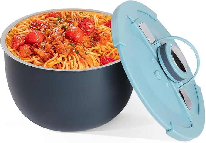 Double-Walled Stainless Steel Insulated Serving Bowl with Leak - Proof Lid - Insulated Casserole Dish - Keeps Food Warm and Cold for Hours - Perfect for Holidays Parties Camping - (5QT Blue)