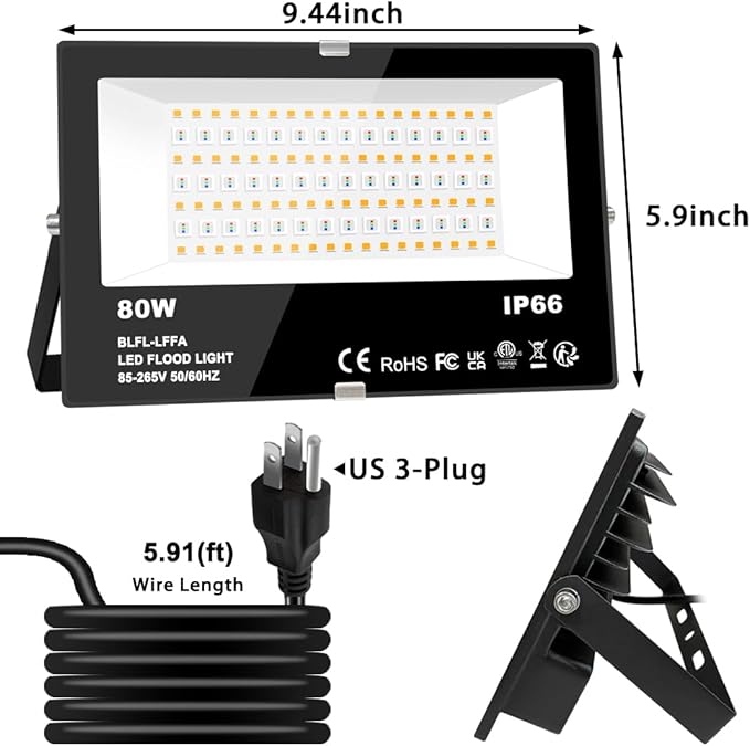 LED Flood Light Outdoor 800W Equivalent 8000LM RGB Landscape Light Controlled by BRmesh APP  No Remote DIY Scenes - Timing - 5700K Daylight White - Color Changing Uplight IP66 US Plug MELPO(4 Pack)