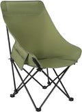 Folding Chairs Heavy Duty Moon Chair with Carry Bag Outdoor Lumbar Back Padded with Side Pockets Built Durable and Reliable(Army Green)