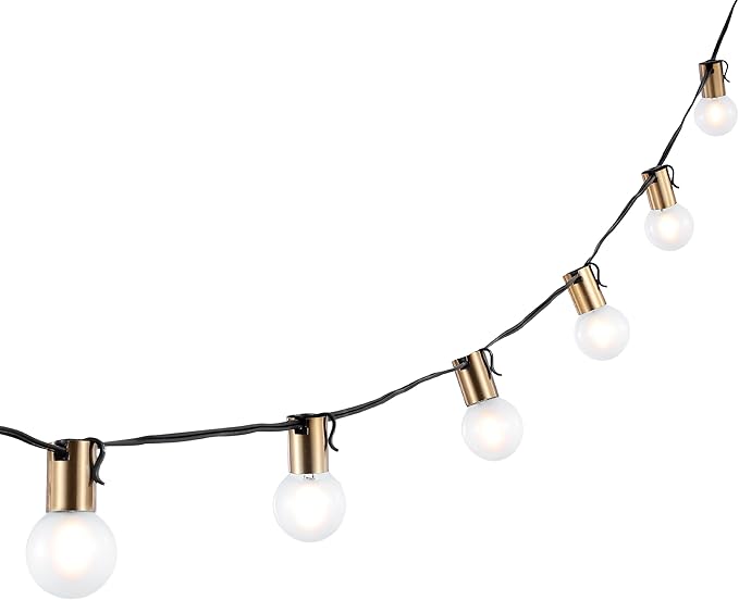 SAFAVIEH Lighting Collection Farrynn Brass/Black 10-Foot LED Outdoor String Lights