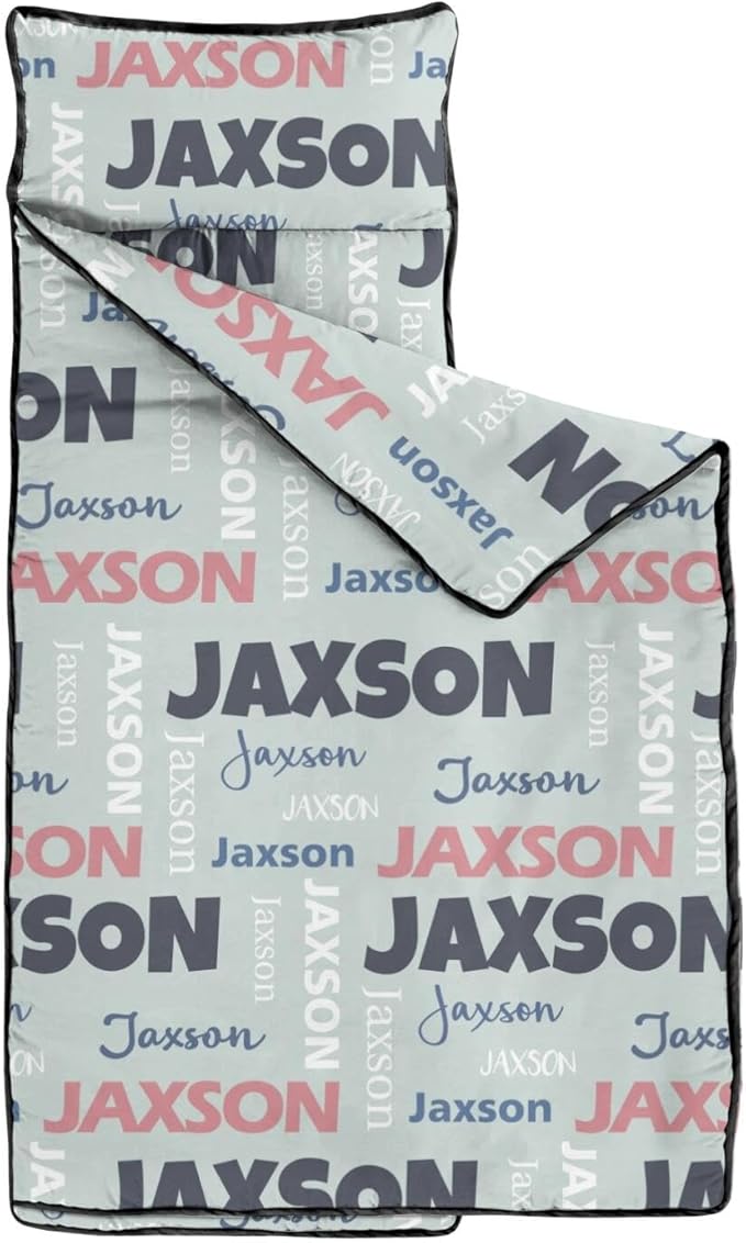 Personalized Name Toddler Nap Mat for Daycare Preschool Kindergarten Customized Kids Sleeping Bag with Pillow and Blanket for Girls Boys Custom Name Monogrammed Nap Mats for Toddlers