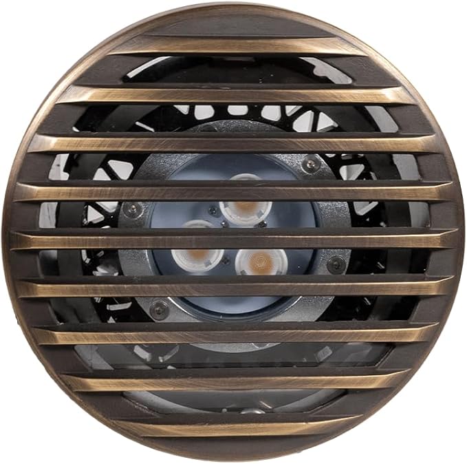VOLT 12V Drive-Over Rated In-Ground Outdoor Well Light with Cast Brass Grate (Bronze) &amp 9W 2700K Warm White PAR36 LED Bulb for Low Voltage Driveway Yard or Hardscape Lighting