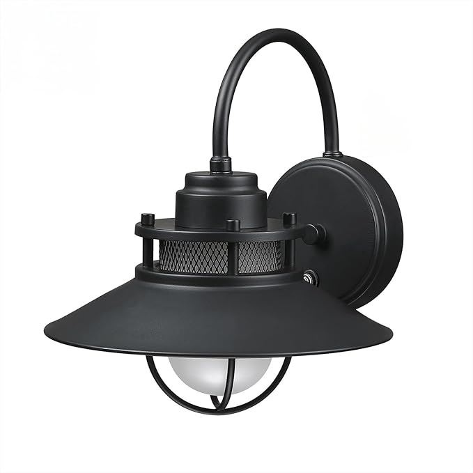Black Farmhouse Gooseneck Barn Light Dusk to Dawn - Outdoor Wall Lantern with Photocell Sensor Porch Light Dusk to Dawn Outdoor Sconce for Barn Garage Patio E26